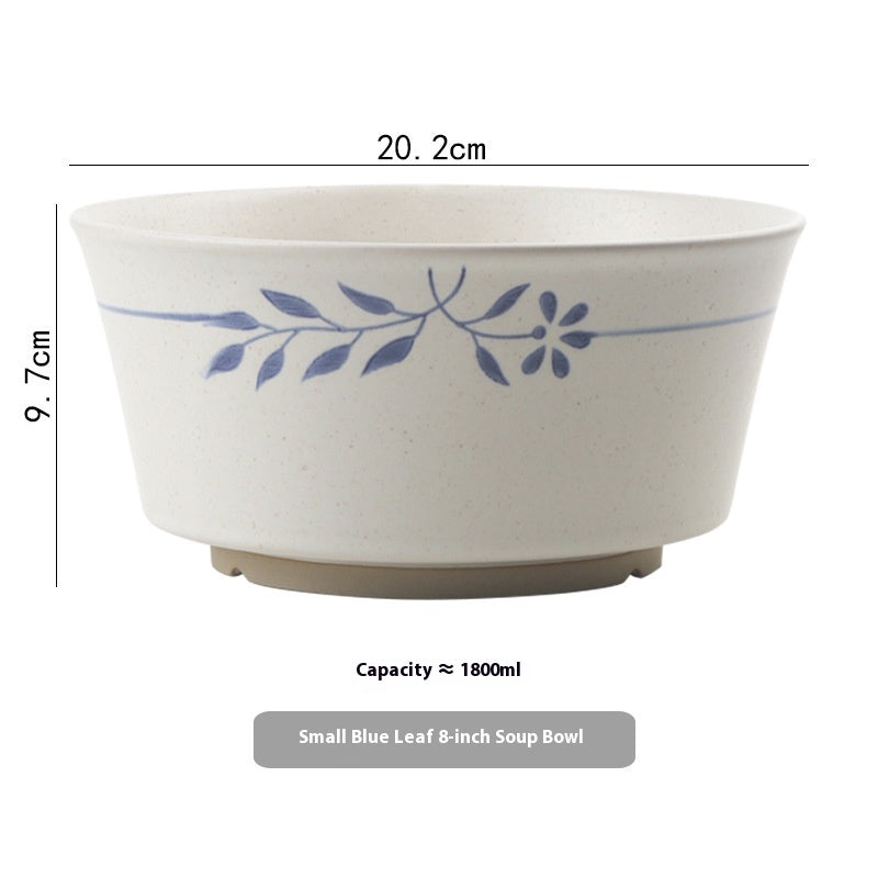 Retro Simple Rice Bowl Set - Household Kitchen Dinnerware with Flower Pattern