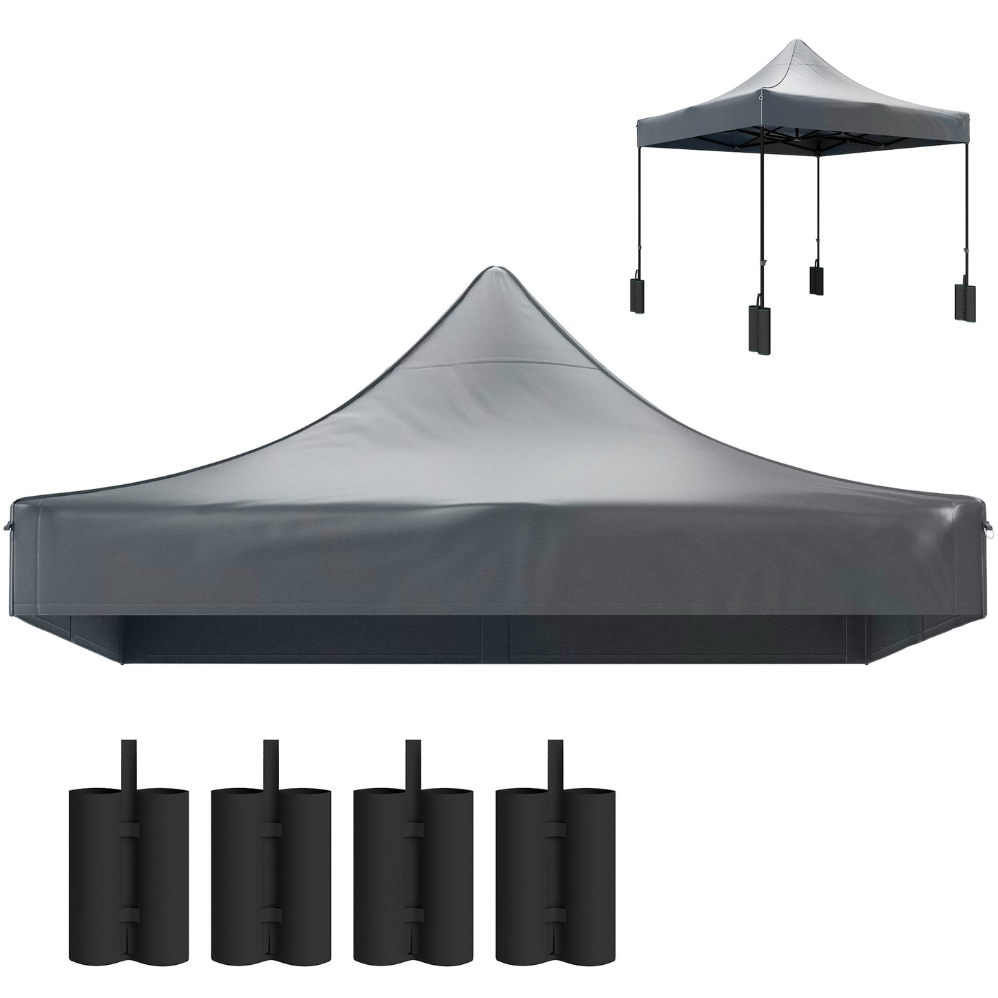 10x10 Canopy Replacement Top with 4 Sand Bags - Dark Gray