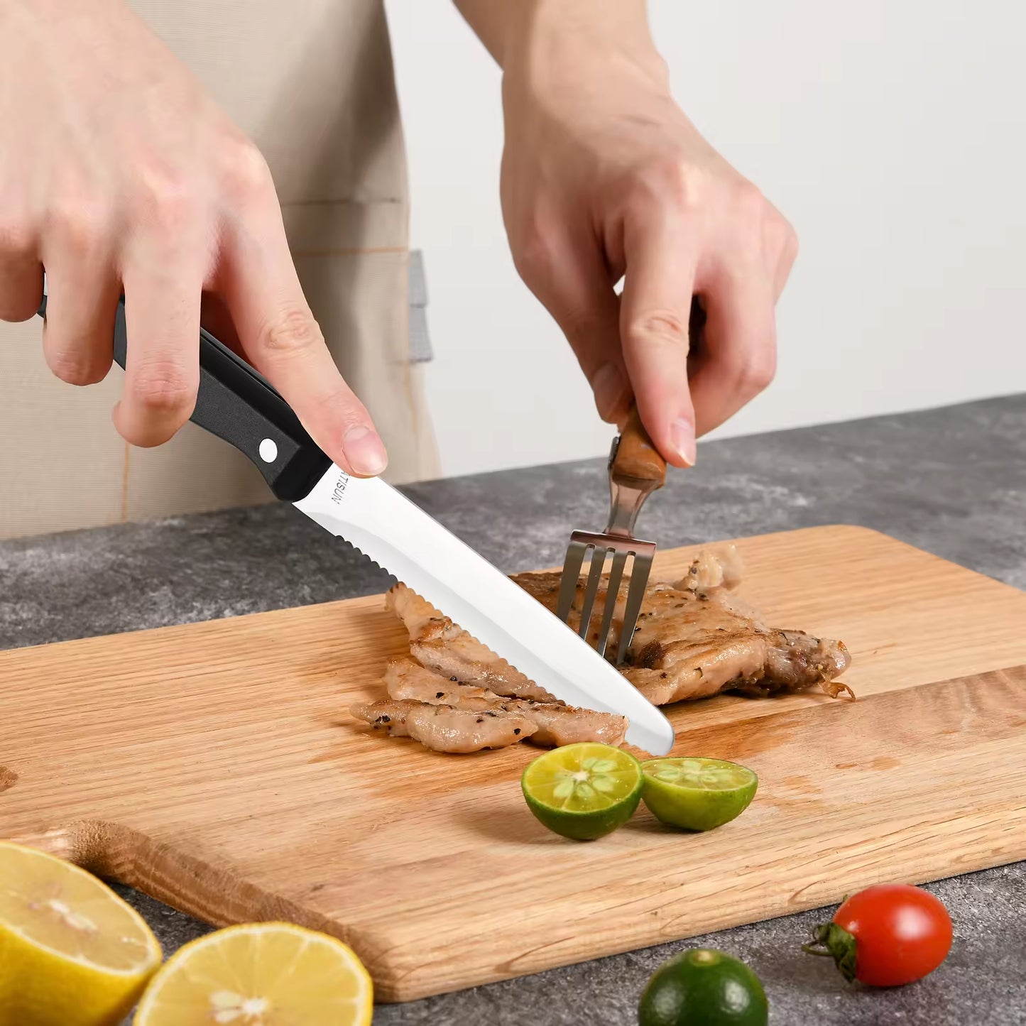 12-Piece Kitchen Knife Set with High-Carbon Steel Blades & ABS Handles