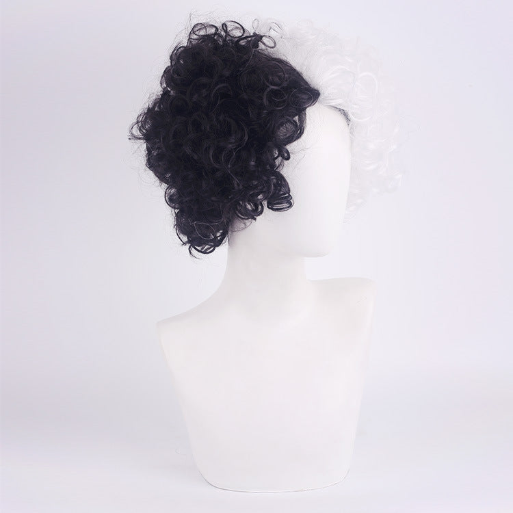 Black and White Yin Yang Anime Wig for Ladies - Synthetic Hair, Qi Bang Style