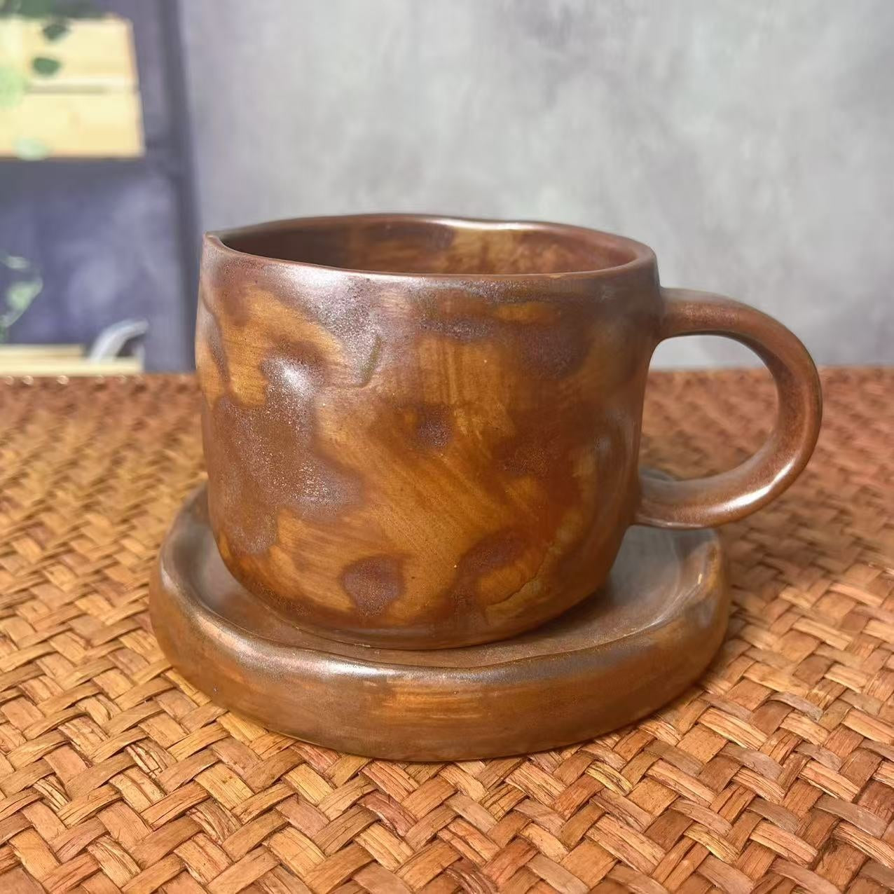 Coarse Vintage Ceramic Coffee Cup - Retro Style, 270ml
