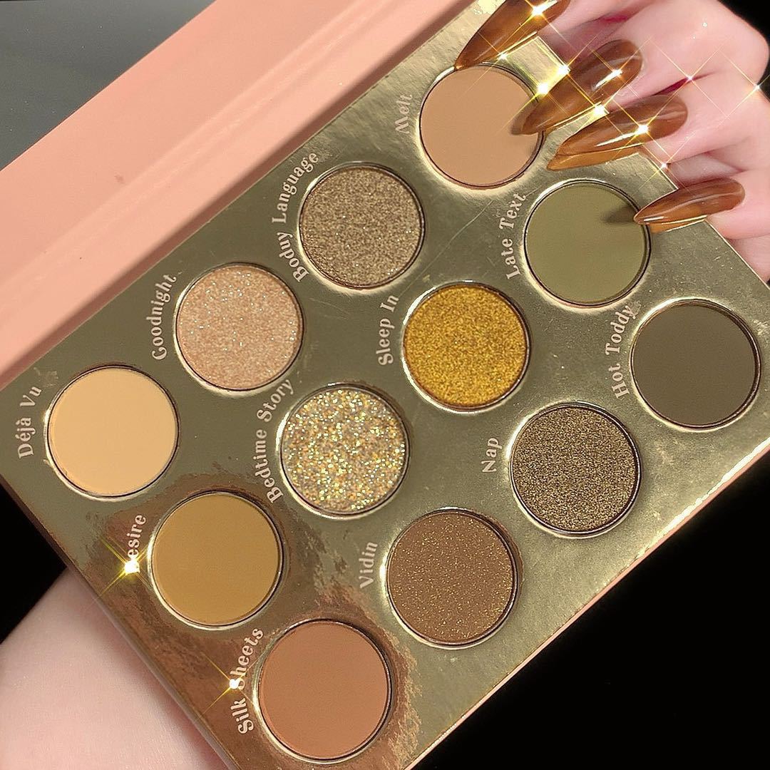 Twelve Color Eyeshadow Palette - Earth Pearlescent Matte Glitter Finish