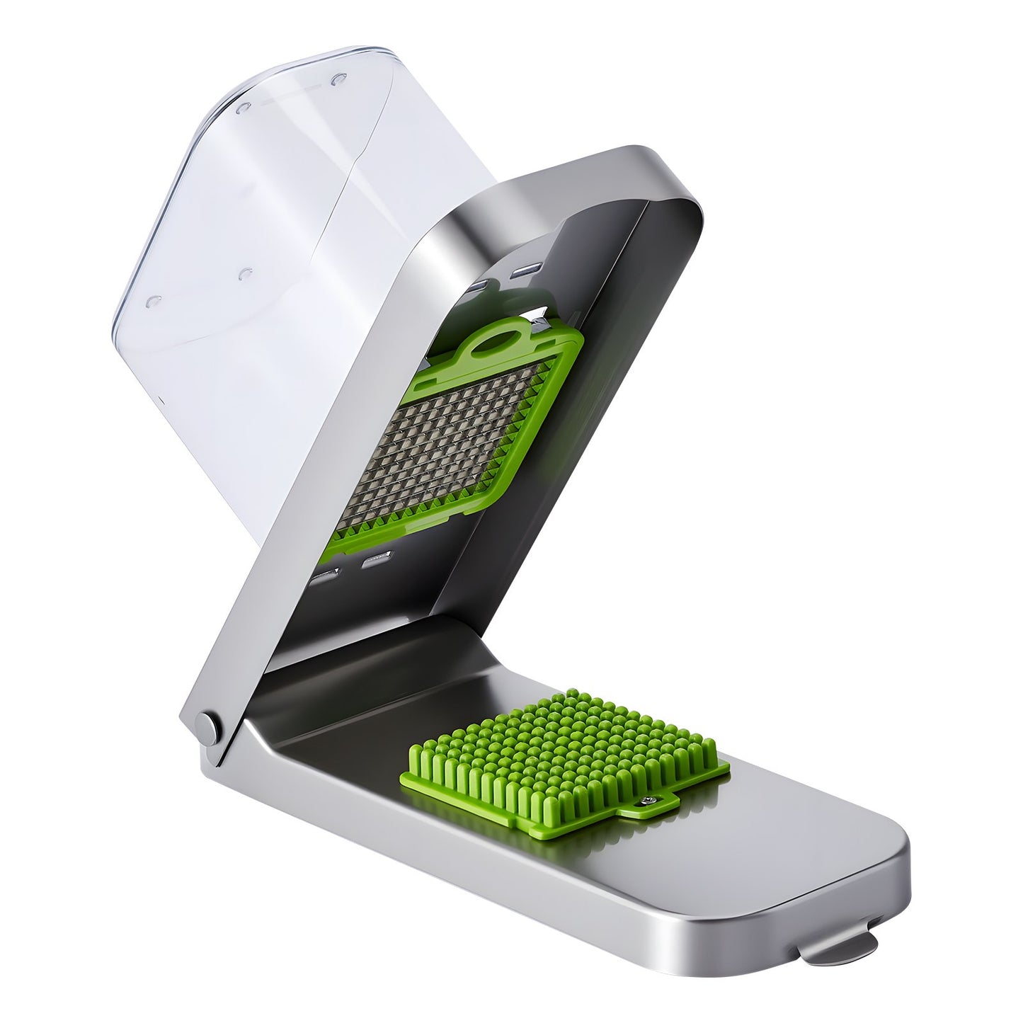 Vegetable Chopper Food Veggie Cutter with Stainless Steel Blades and Large Container - Silver