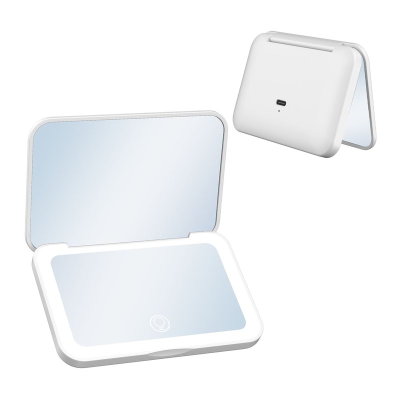 Rechargeable Portable LED Makeup Mirror with 2x Magnification and Adjustable Lighting