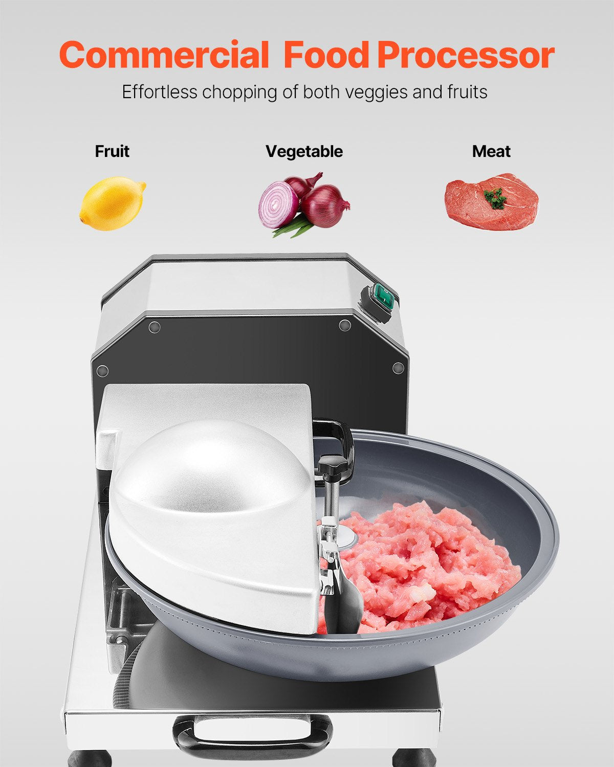 Commercial Food Processor Vegetable Chopper 3000RPM Stainless Steel 18L Capacity - Silver