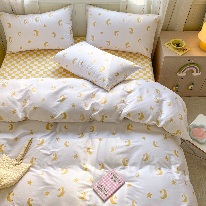 Printed Cartoon Girl Cotton Bed Quilt Cover Set - Multiple Sizes & Styles