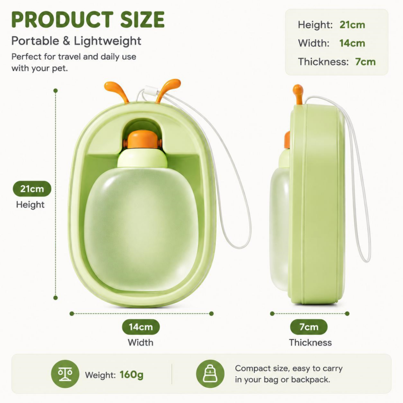 Portable Pet Water Bottle with Antlers, Leakproof Travel Cup for Dogs & Cats
