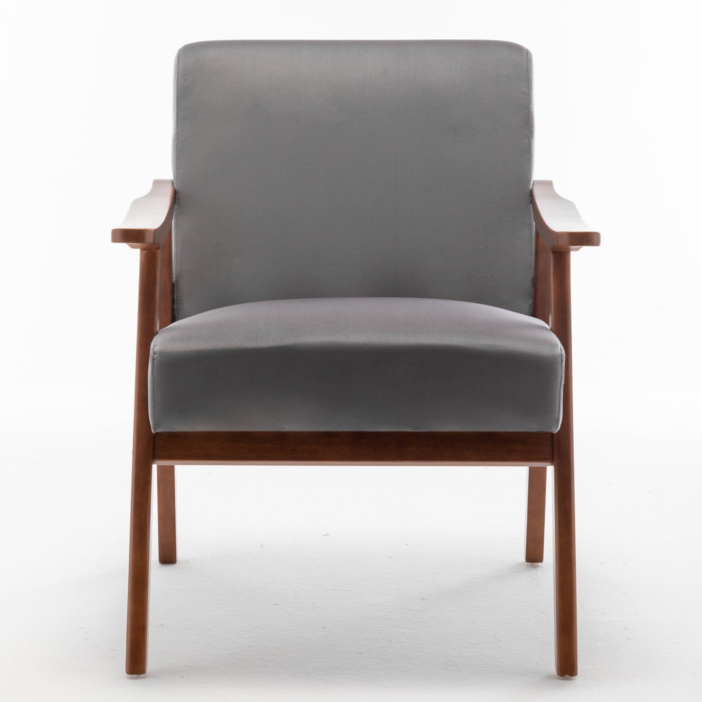 Accent Chair with Velvet Upholstery - Mid-Century Modern Grey