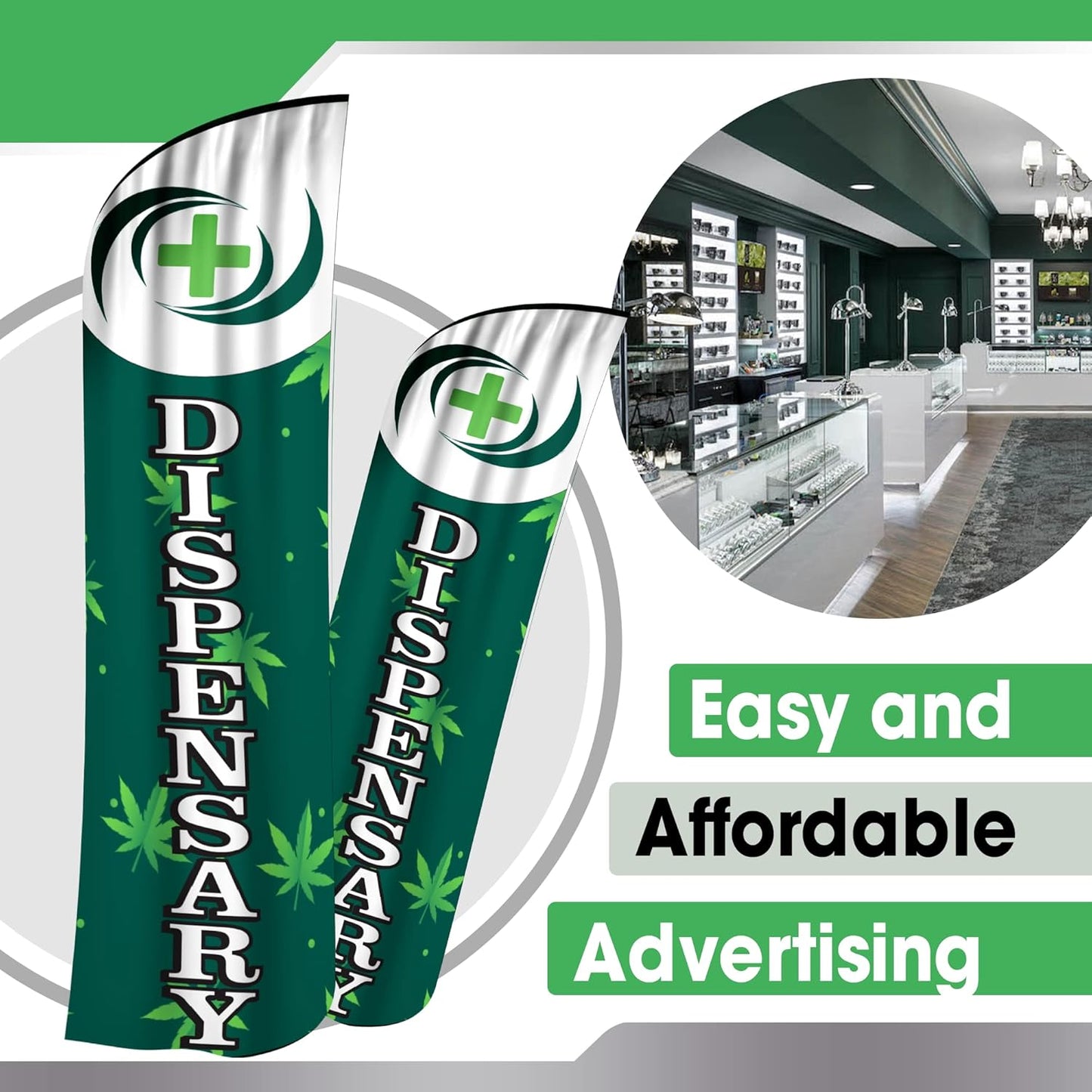 Windless Flag and Pole Assembly Kit - Durable 2.5x12 ft Flag