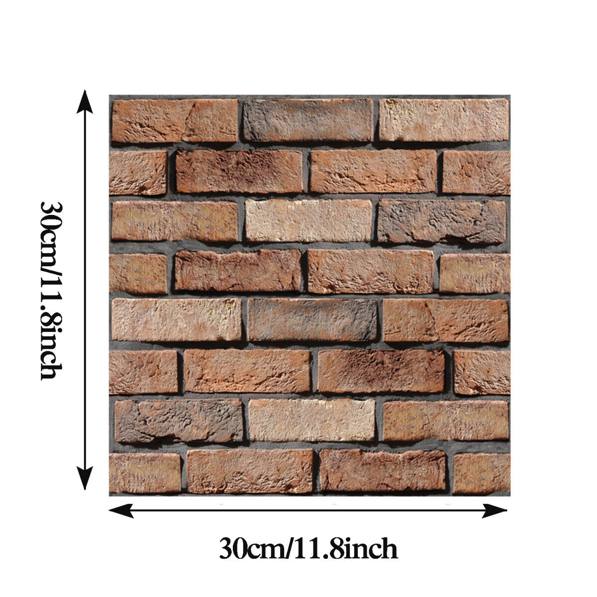 10-Pack 3D Brick Wall Panels - Removable PVC Wallpaper, Maroon