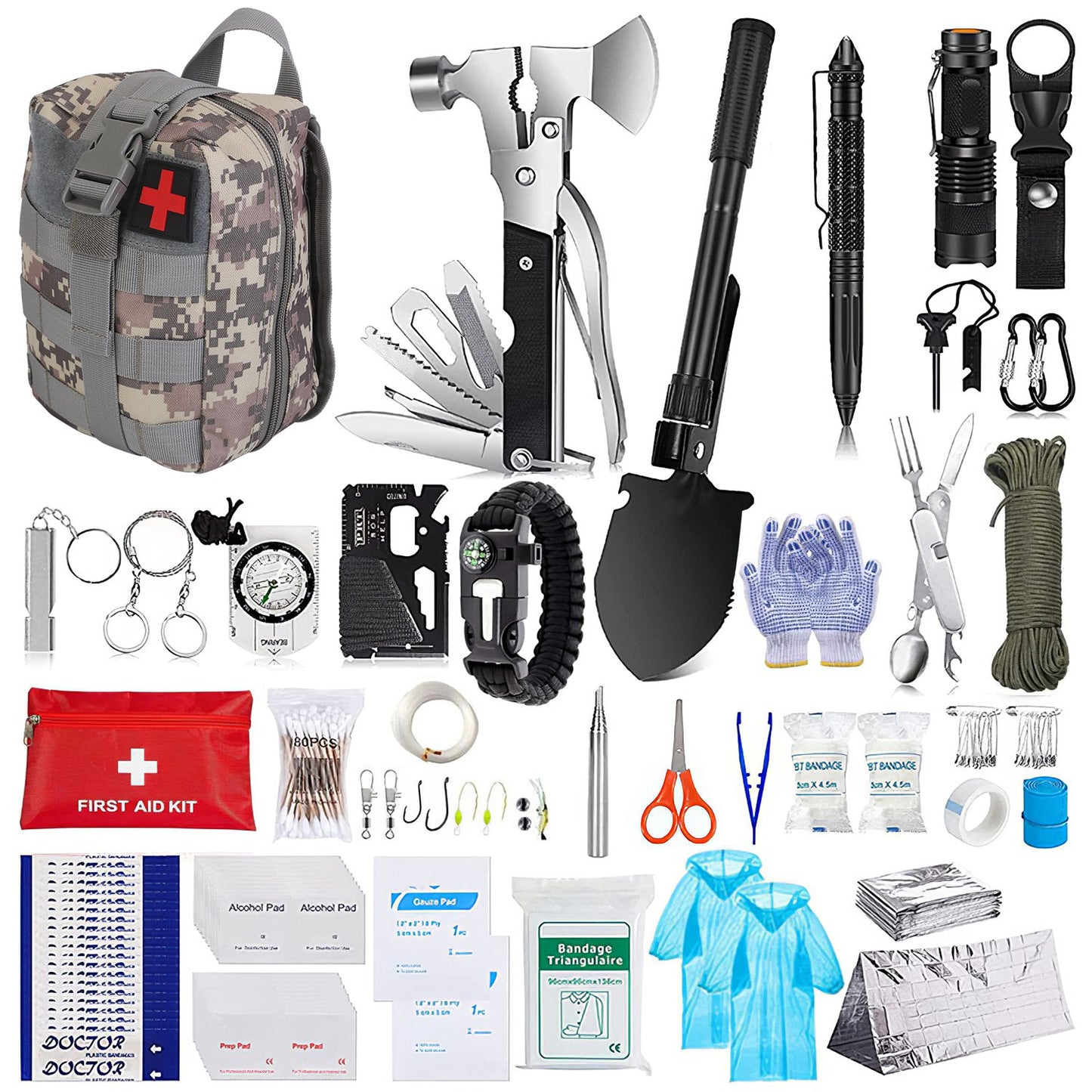 125-Piece Emergency Survival Kit for Camping & Hiking