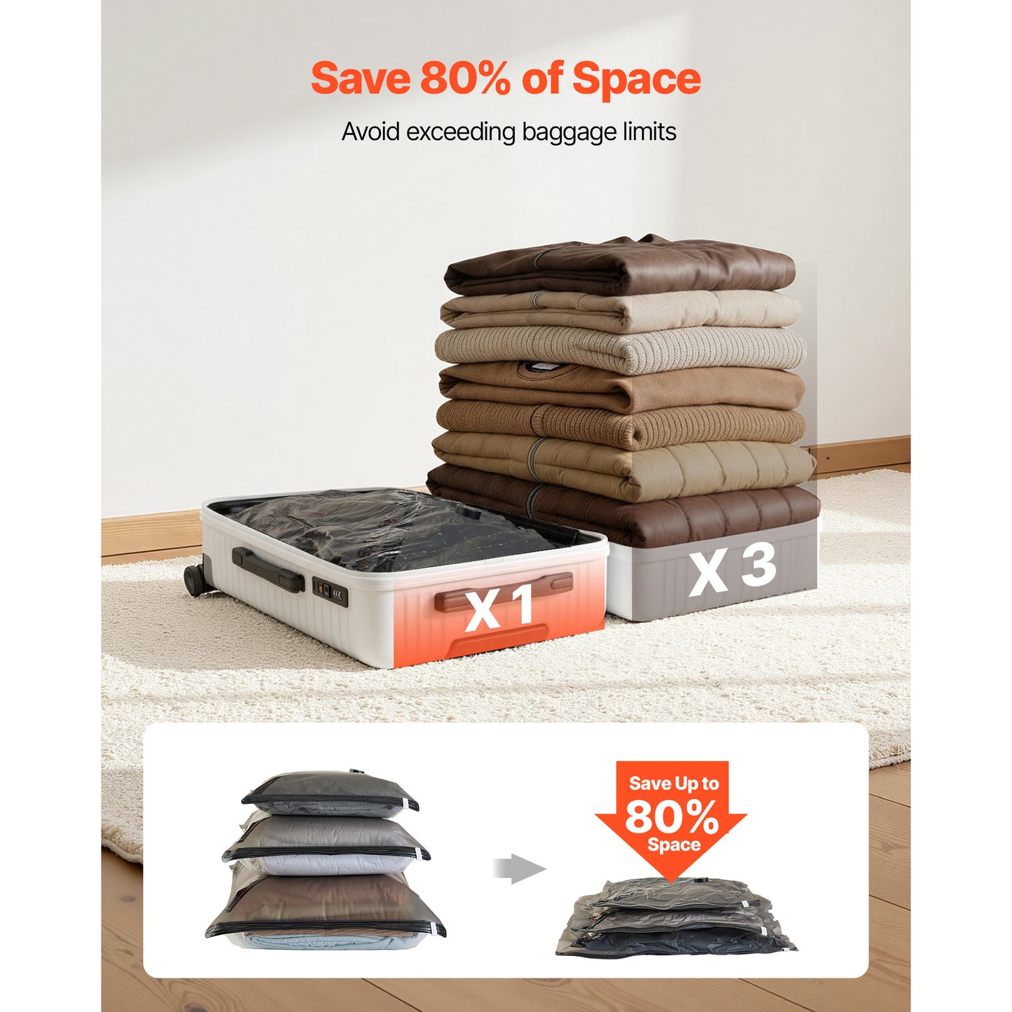 Vacuum Storage Bags 16 Pack Space Saver Compression Clothes Organizer with Pump