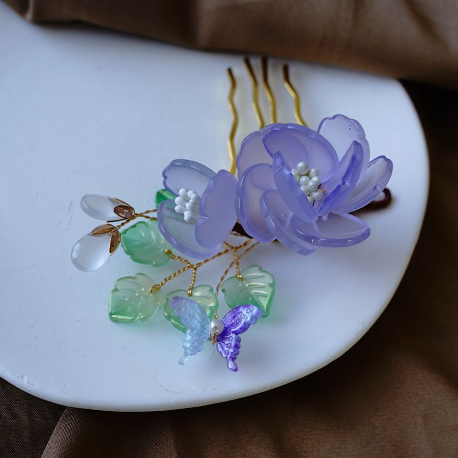 Glazed Flower Hair Comb Headpiece