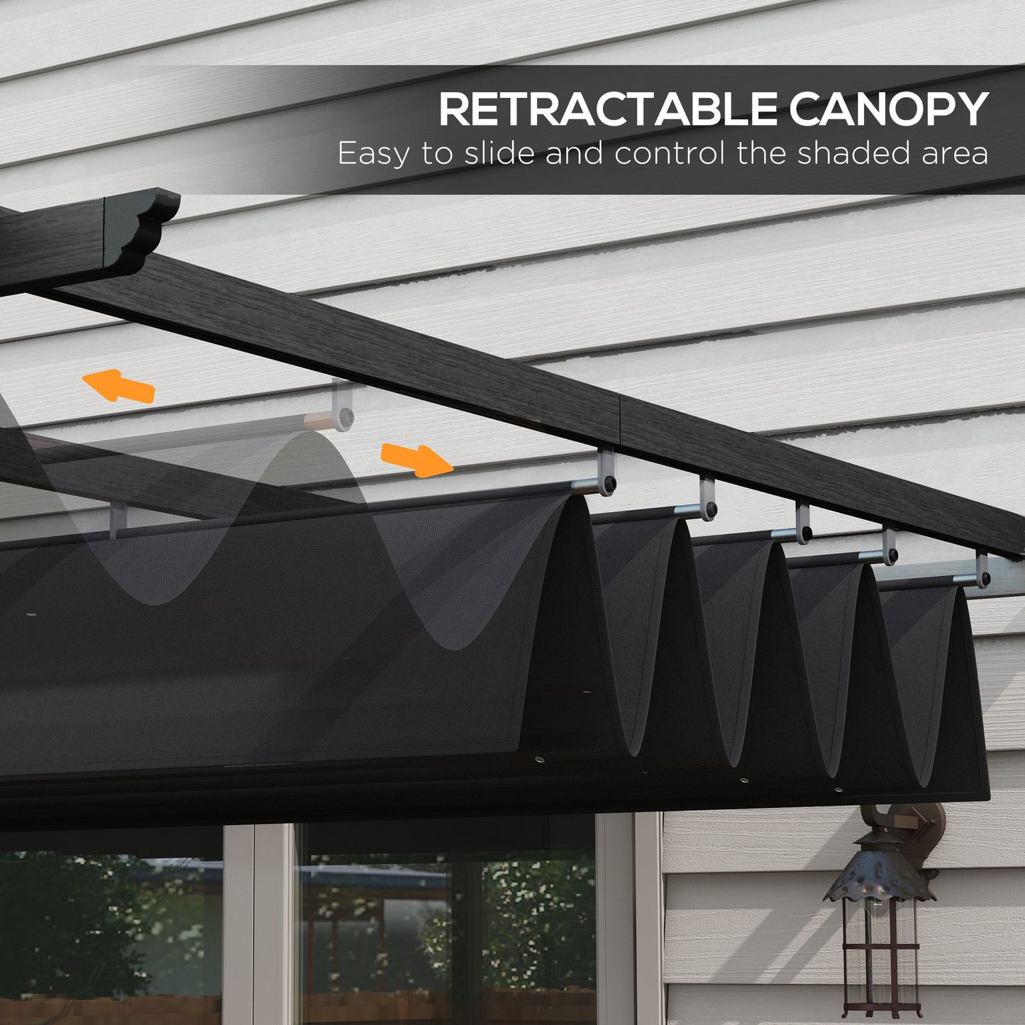 Aluminum Retractable Pergola Canopy - Gray Outdoor Shade Shelter