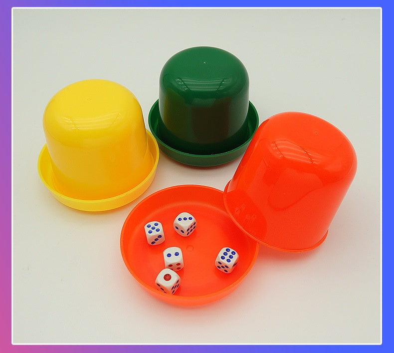 Multi-Color Child and Adult Dice Cup Set with Stand - Party & Game Accessory