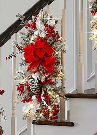 Decorative Stair Garland with Glow Options - Festive Home Garden Decor
