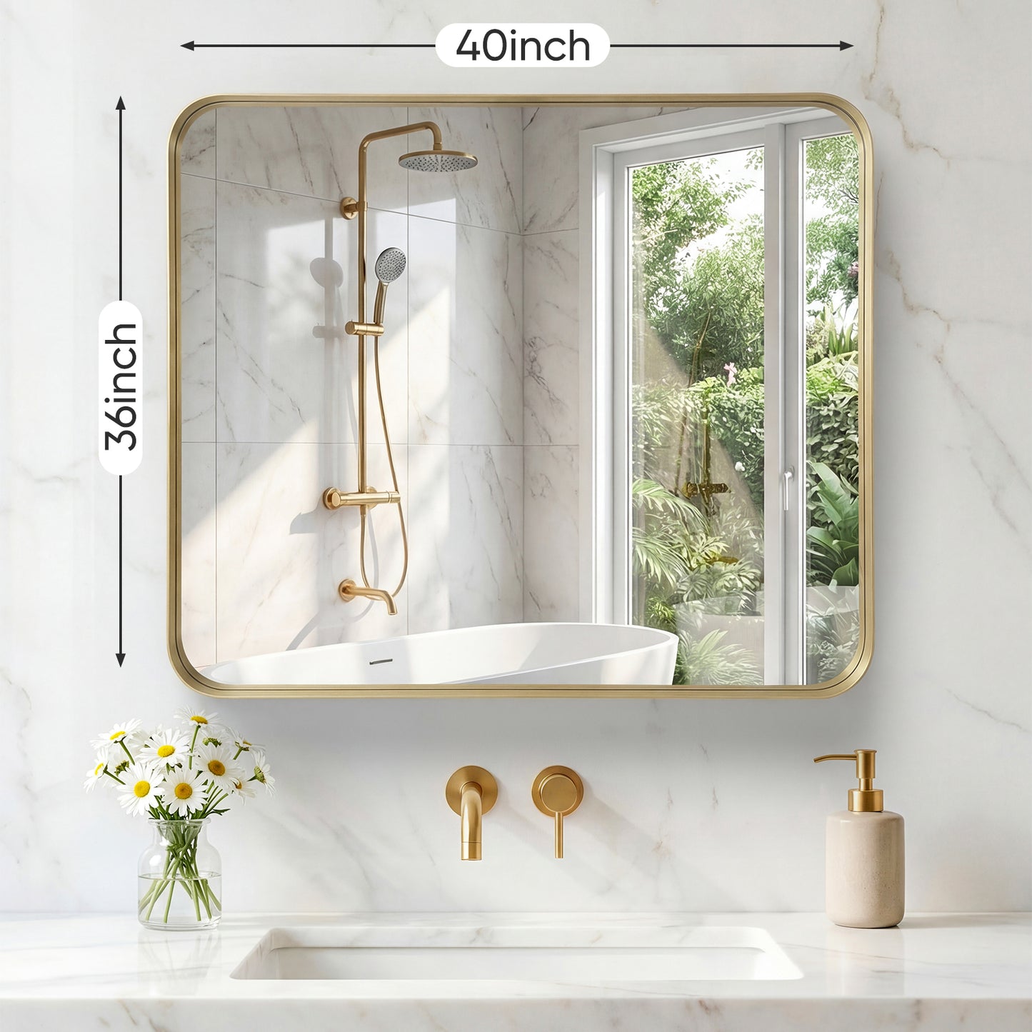 Rectangular Metal Frame Wall Mirror - Modern Decorative Home Decor