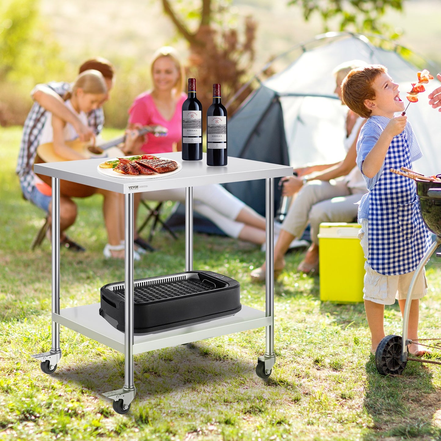 Heavy Duty Stainless Steel Work Table - 30x36x38 Inch with Wheels