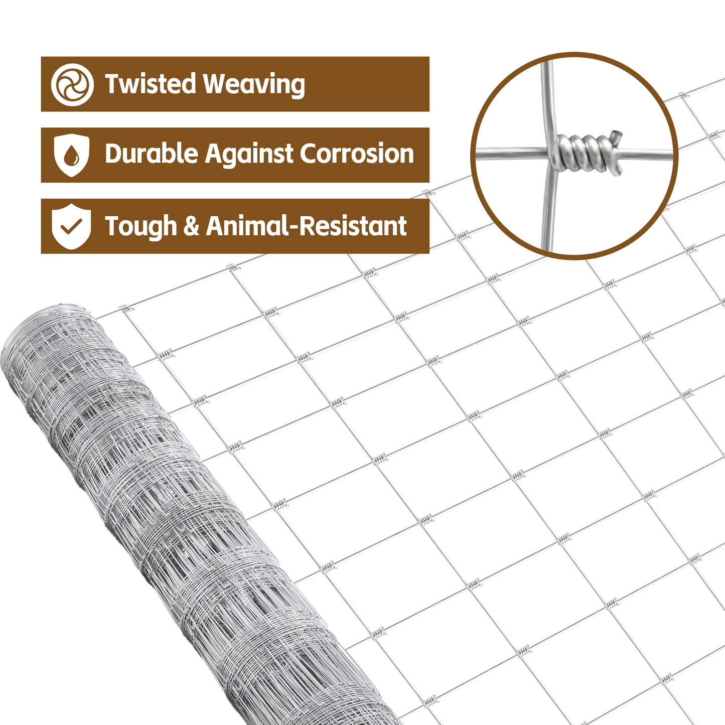 5ft x 164ft Galvanized Steel Farm Fence - Durable & Secure