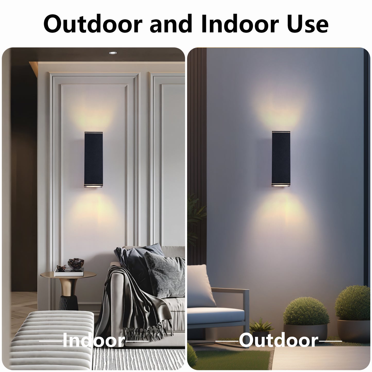 12in Modern Outdoor Wall Lights 4 Pack - Up & Down Porch Lighting Aluminum Waterproof Fixture