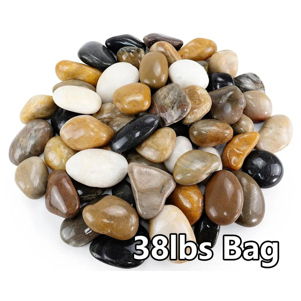 38lbs Polished River Rocks - 2-3 Inch Decorative Pebbles for Garden