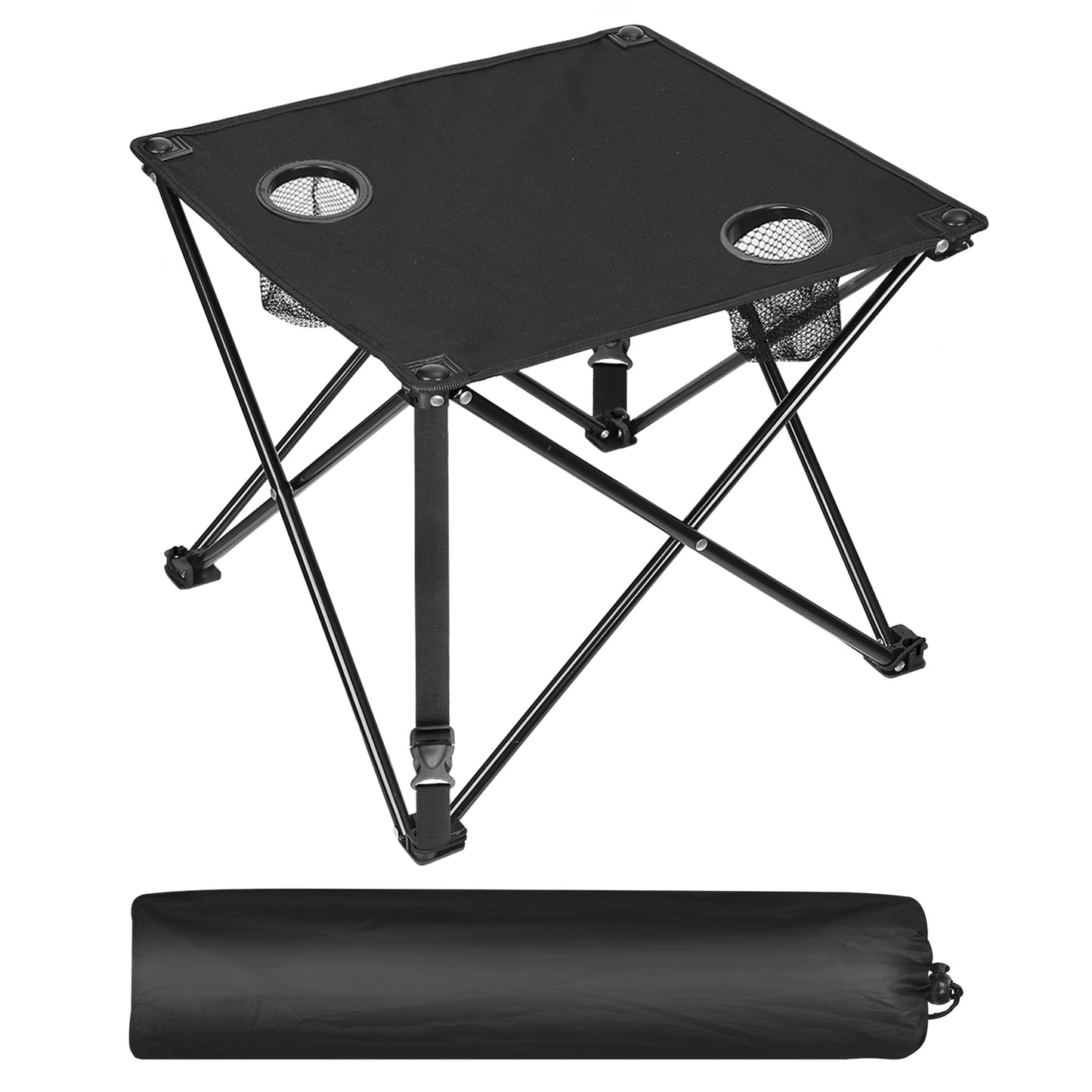 Portable Folding Camping Table with Cup Holders - Multiple Colors & Sets