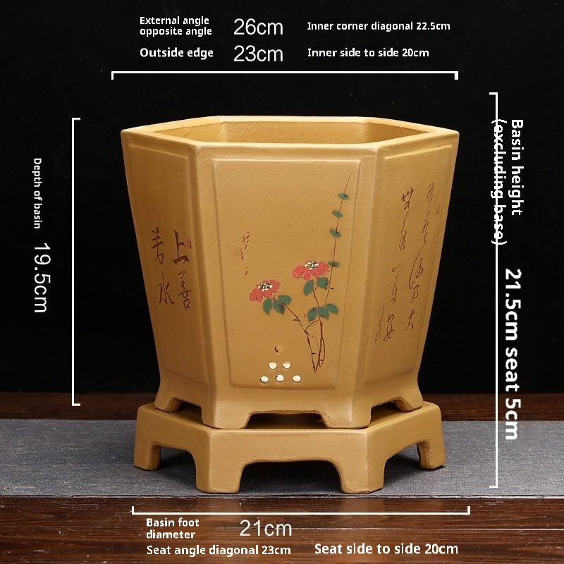 Hexagonal Large Ceramic Flowerpot for Home Garden Indoor Outdoor