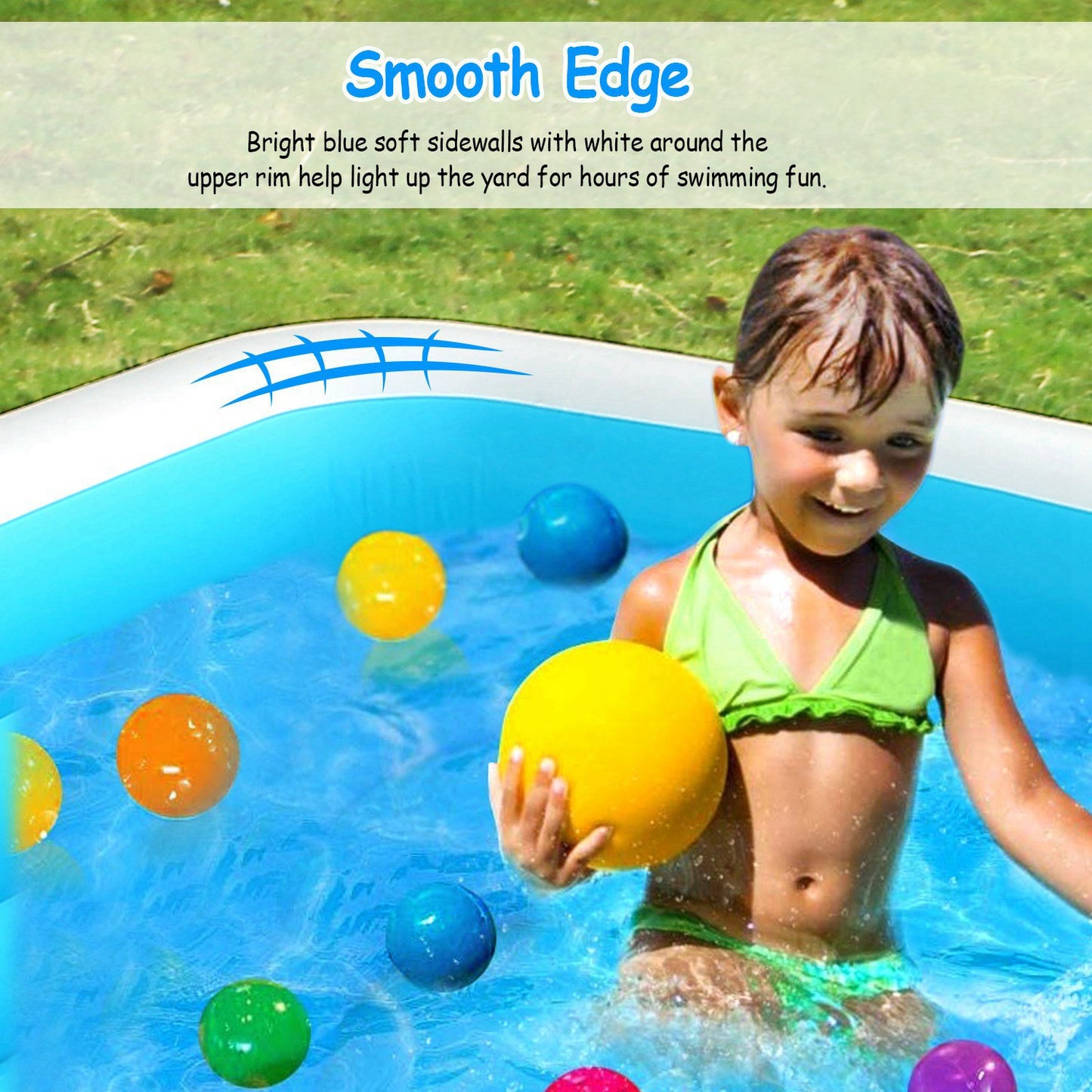 Inflatable Swimming Pool - Family Play Center 120x72x24in - Blue