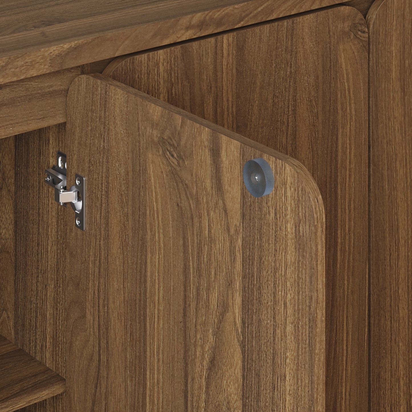 63 Inch Walnut TV Stand with 4 Storage Doors - Modern Media Console