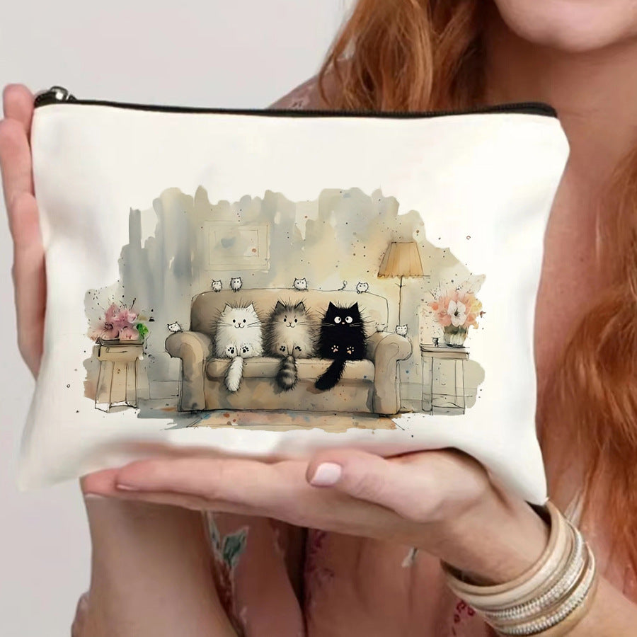 Canvas Zipper Bag for Home Storage & Cosmetic Organizer