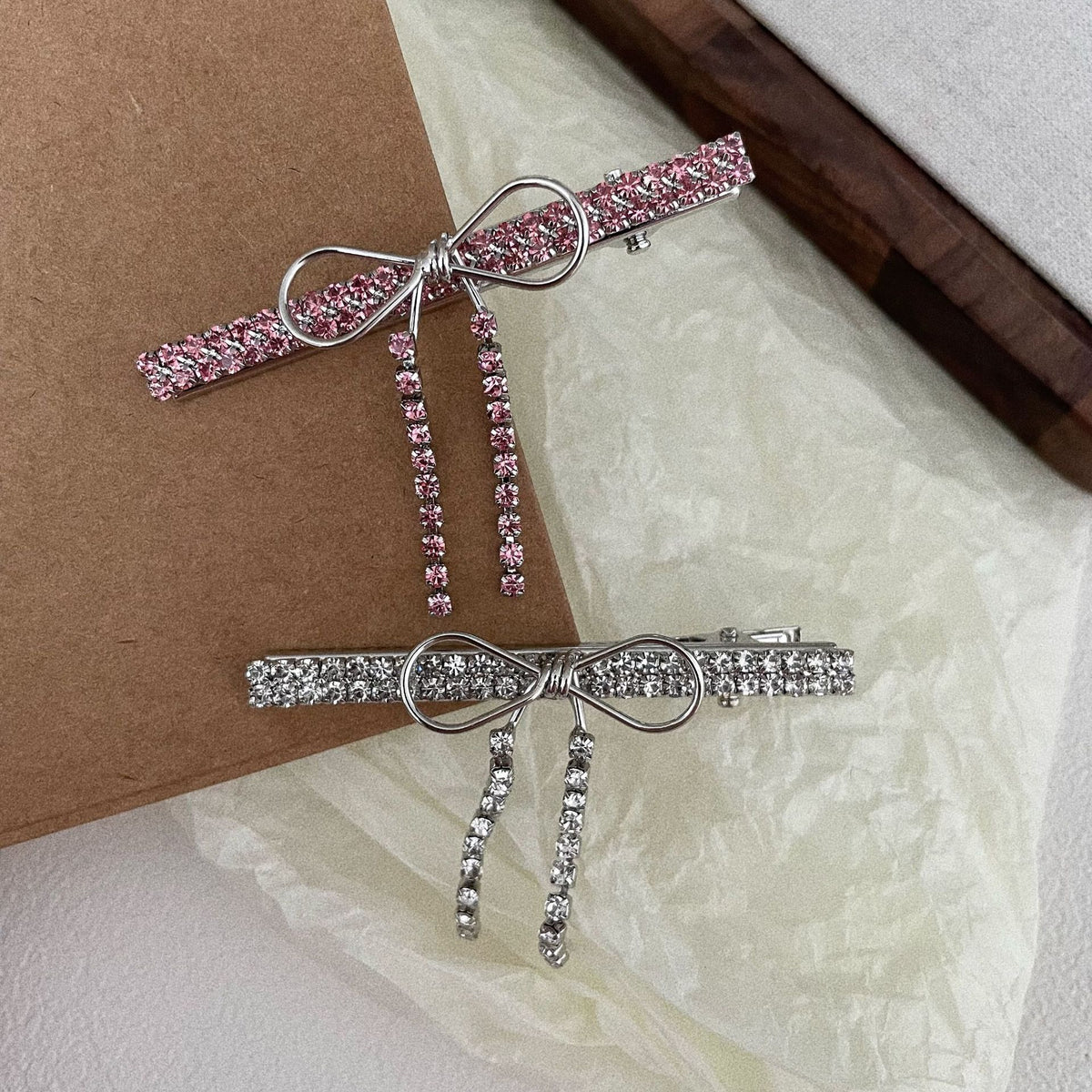 Rhinestone Side Bobby Pin - Bow
