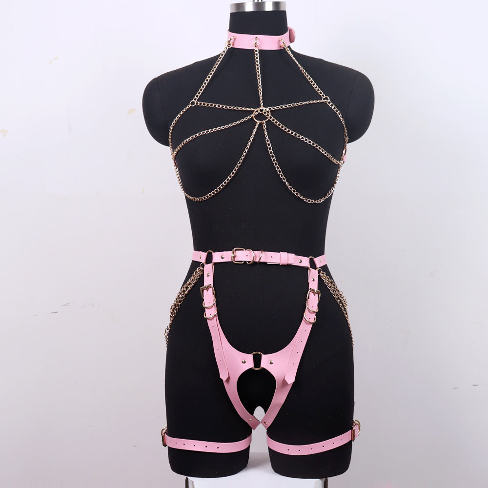 Body Chain Set for Women Bondage and Discipline Leather Suit with Necklace