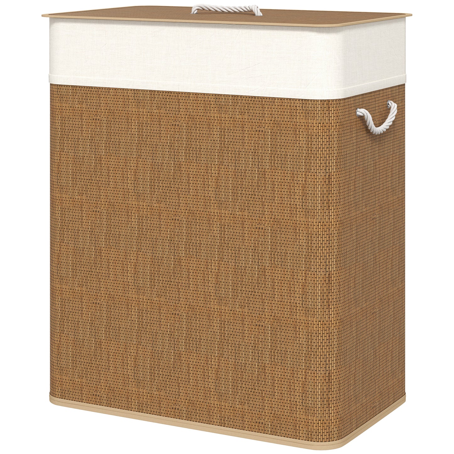 Bamboo Double Laundry Basket with Lid - 26.4 Gallon, Brown