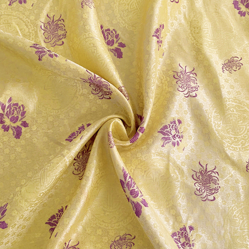 Yellow Satin Fabric for DIY Crafts & Clothing - 1M Brocade Textile
