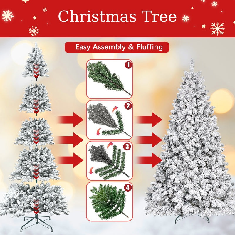 Flocked PVC Christmas Tree with Pine Cones - Multiple Heights