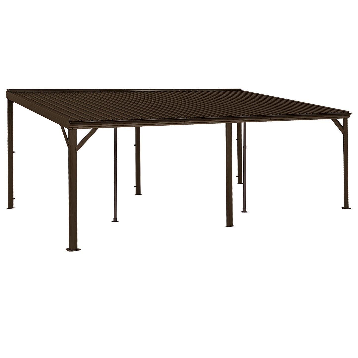 12x20FT Lean To Gazebo, Outdoor Hardtop Wall Mounted Gazebo With