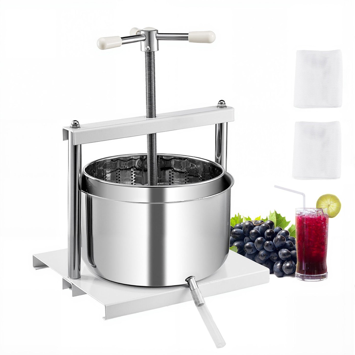 Manual Fruit Wine Press - 3.17 Gallon Stainless Steel Juicer