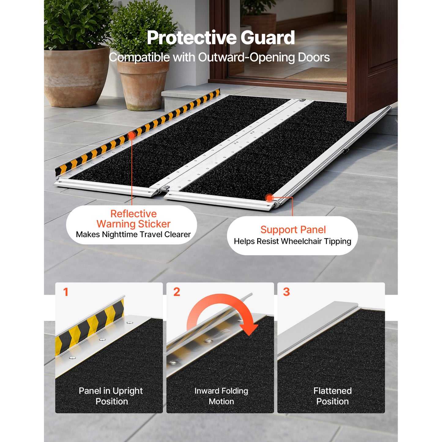 5FT Non-Slip Aluminum Folding Wheelchair Ramp for Home & Access - 800 lbs Capacity