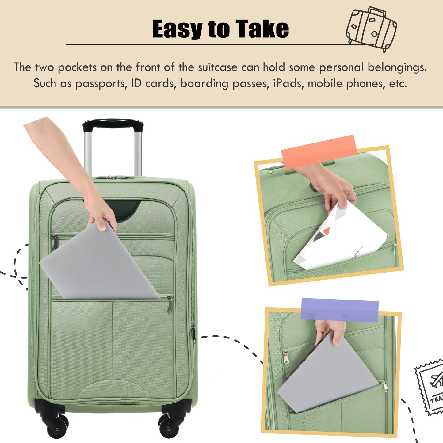 Expandable 3-Piece Softside Luggage Set - Light Green