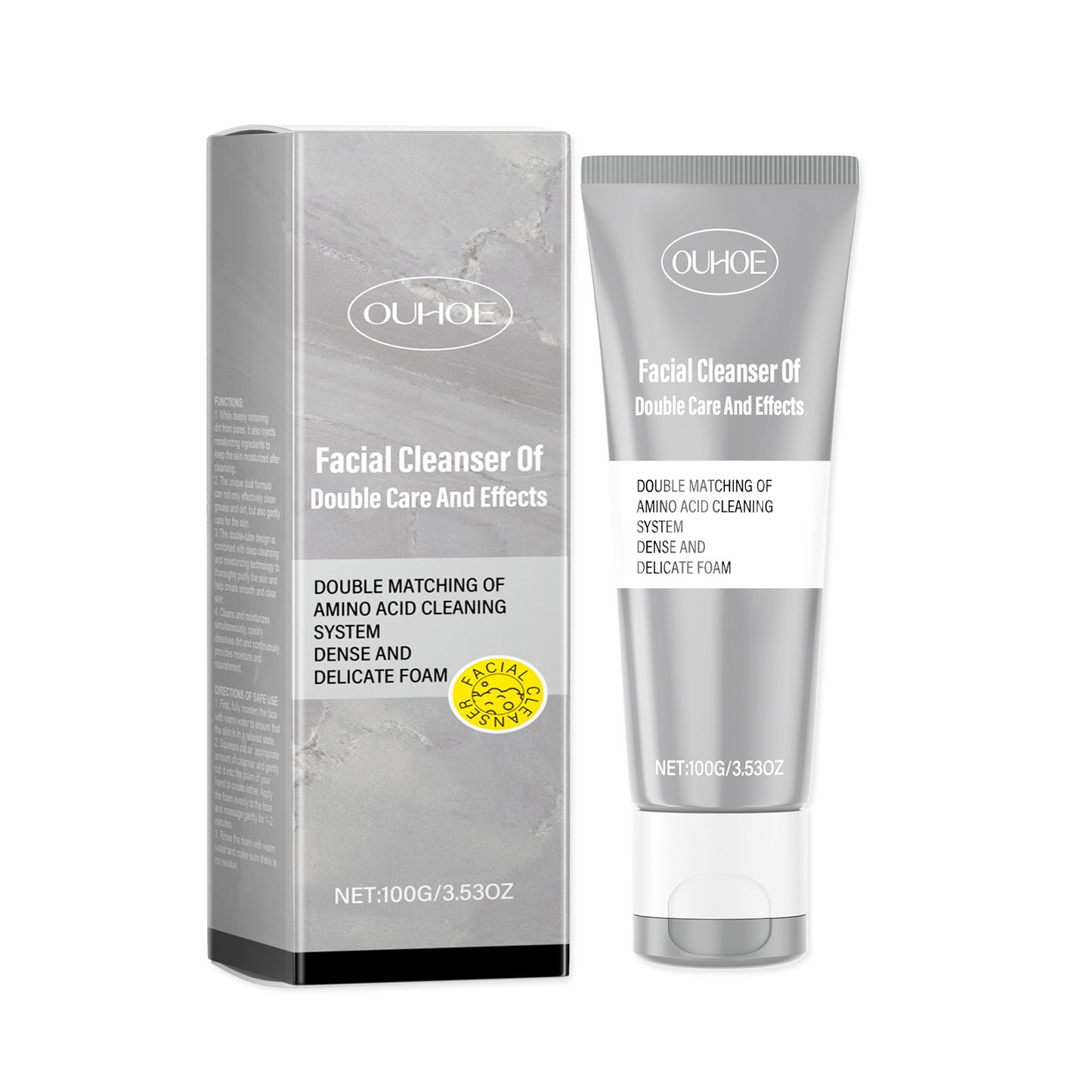 Dual Cleansing Moisturizing Facial Cleanser - Gentle Amino Acid Formula