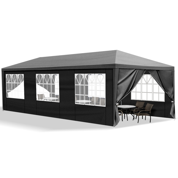 10x30ft Waterproof Outdoor Party Tent with Removable Sidewalls for Events Black