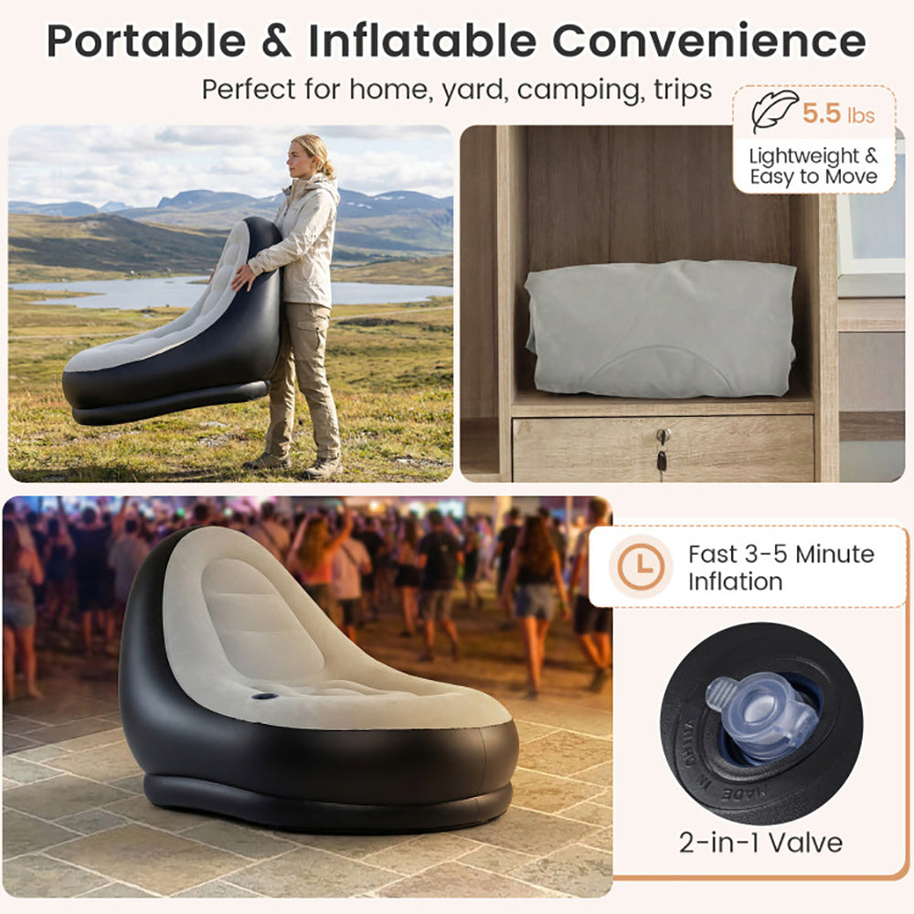 Inflatable Lounge Sofa With Ottoman Portable Air Of Up To 220 Lbs For