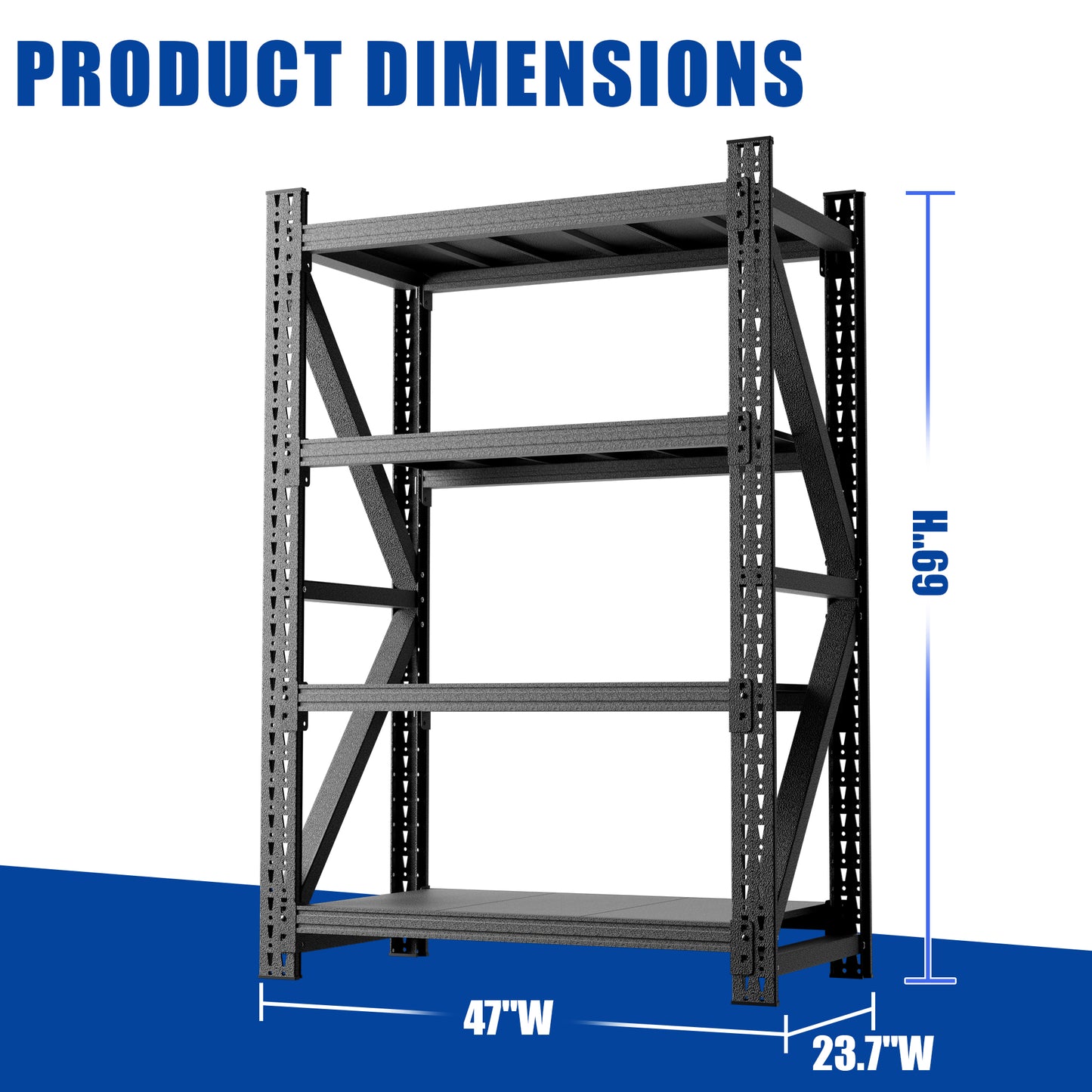 Heavy Duty Metal Adjustable Garage Shelves, 69 H X 47 W Industrial