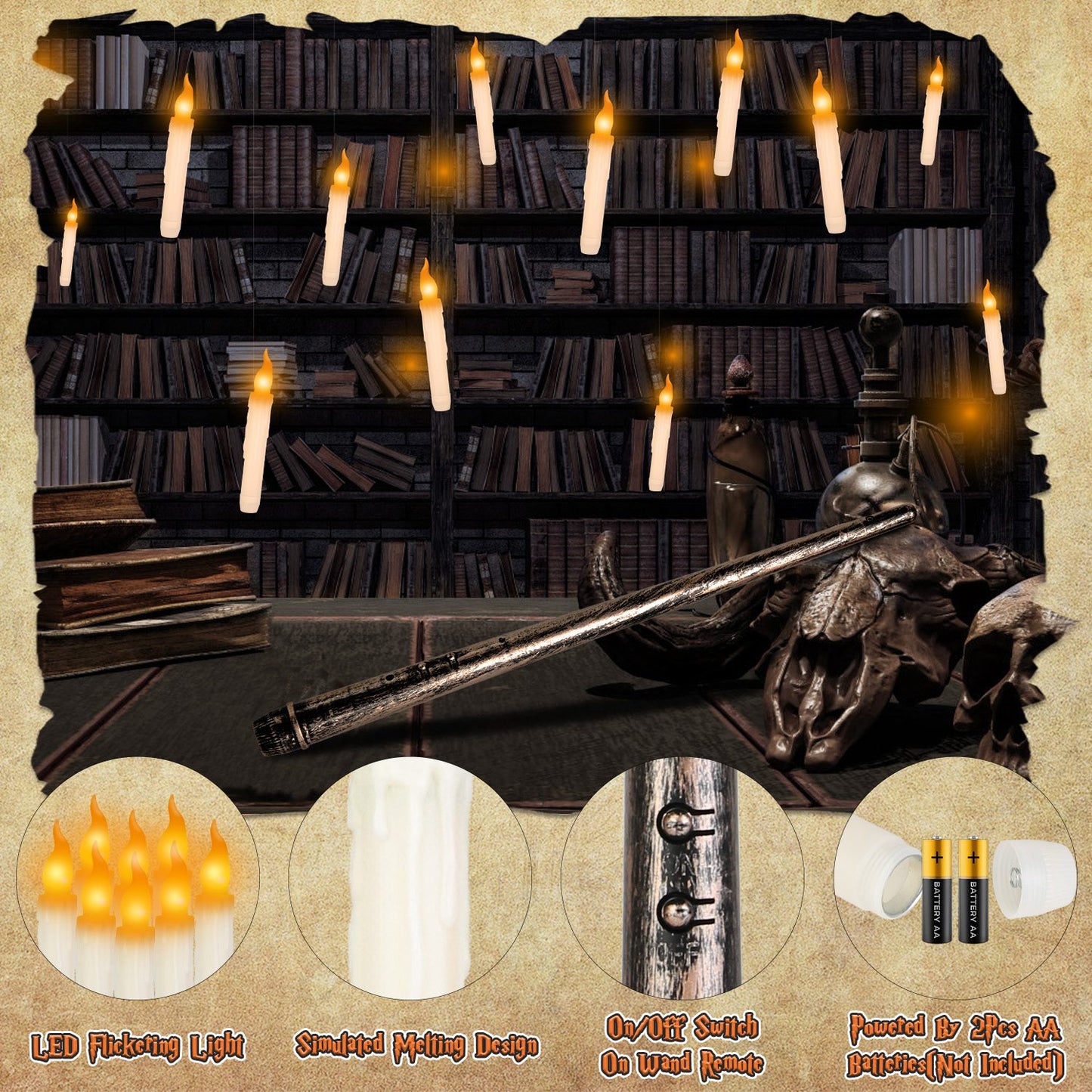 12-Piece Flameless Floating Candle Set with Magic Wand Remote