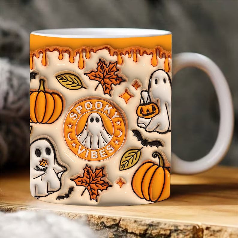 Halloween Pumpkin Ceramic Coffee Mug - 350ml Colorful Home Drinkware