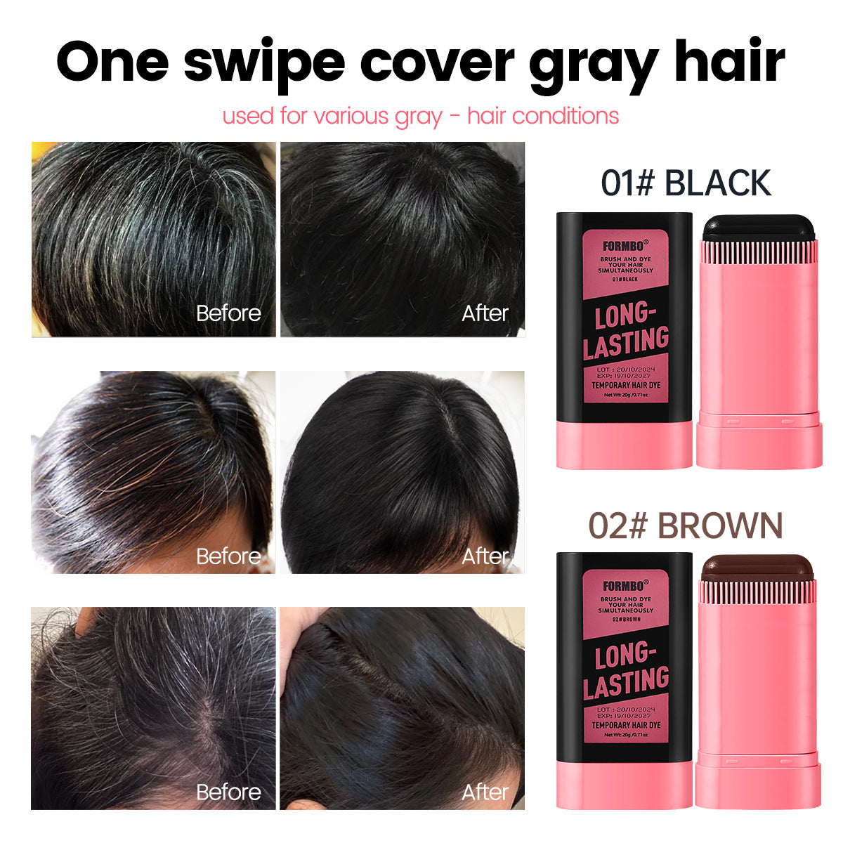 Hair Stick Disposable Covering Gray
