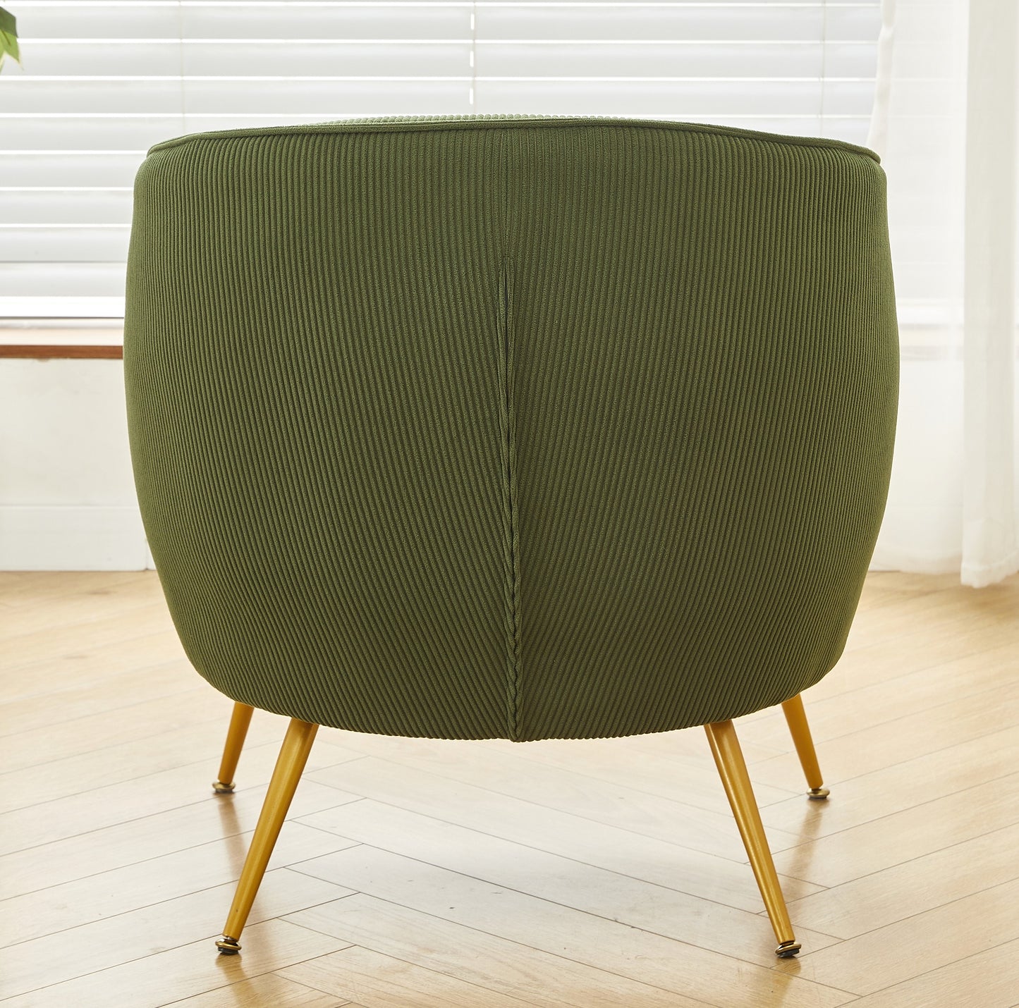 Corduroy Accent Chair With Gold Metal Legs, Modern Upholstered