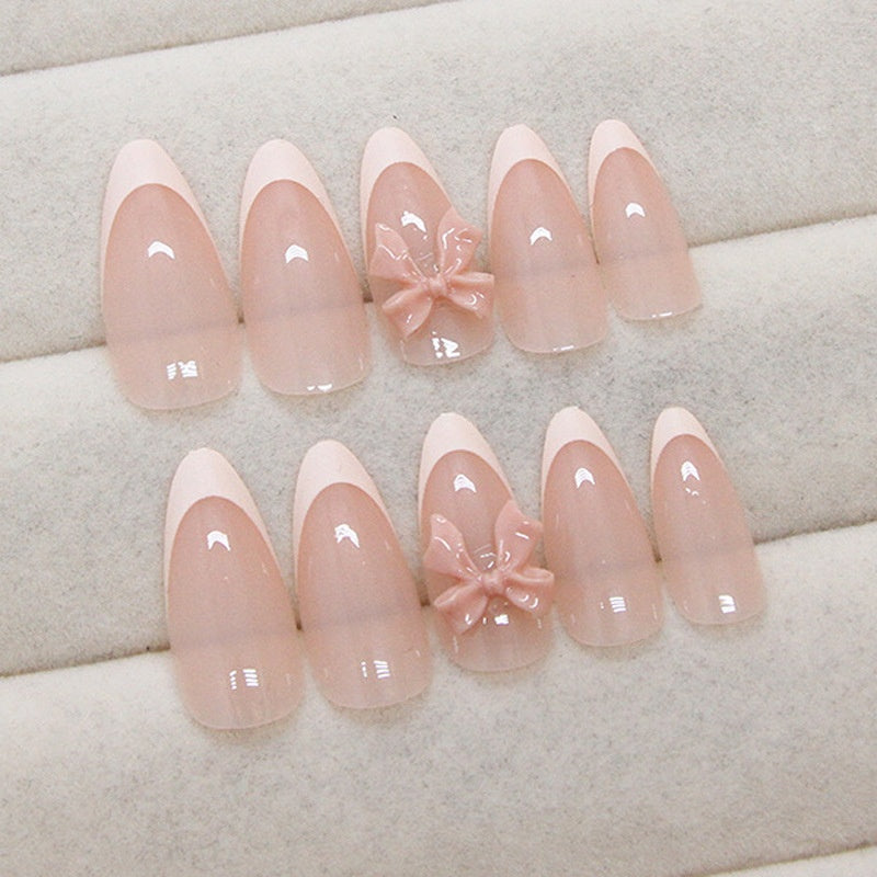Nail Art Kit Bow Design French Style with Glue for Ladies