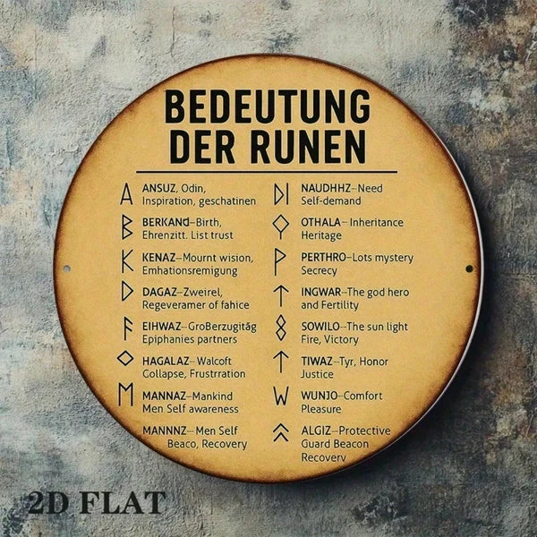 8-Inch German Rune Alphabet Wall Plaque - Viking Decor