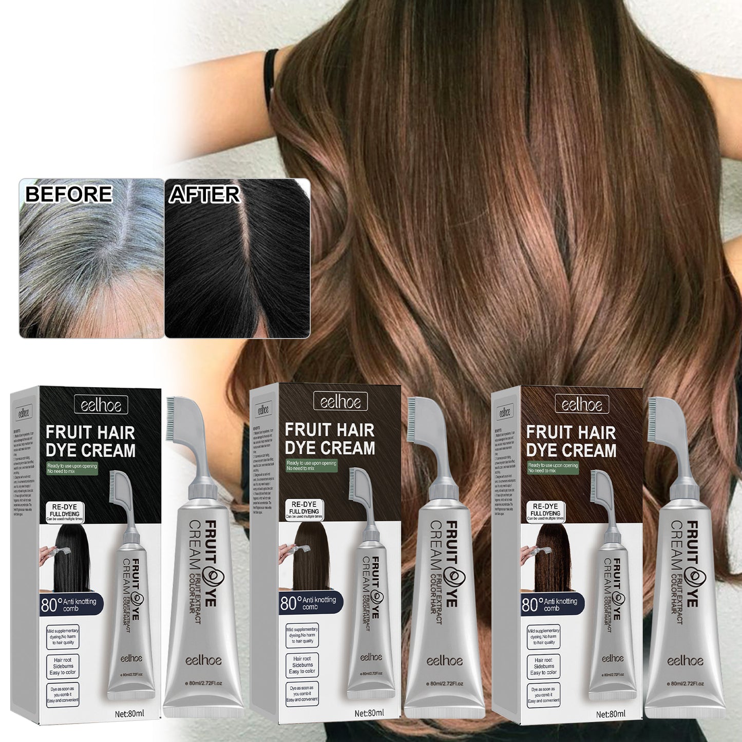 Gentle Fruit & Vegetable Hair Dye Cream - Long-Lasting Color Treatment
